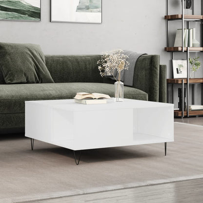 Tavolino da Salotto Bianco 80x80x36,5 cm in Legno Multistrato | homemem39