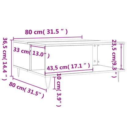 Tavolino Salotto Rovere Sonoma 80x80x36,5 cm Legno Multistrato