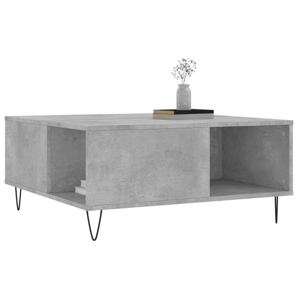 Tavolino Salotto Grigio Cemento 80x80x36,5 cm Legno Multistrato | homemem39