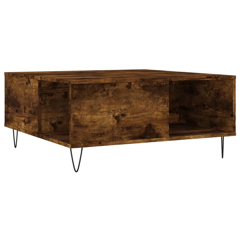 Tavolino da Salotto Rovere Fumo 80x80x36,5 cm Legno Multistrato | homemem39