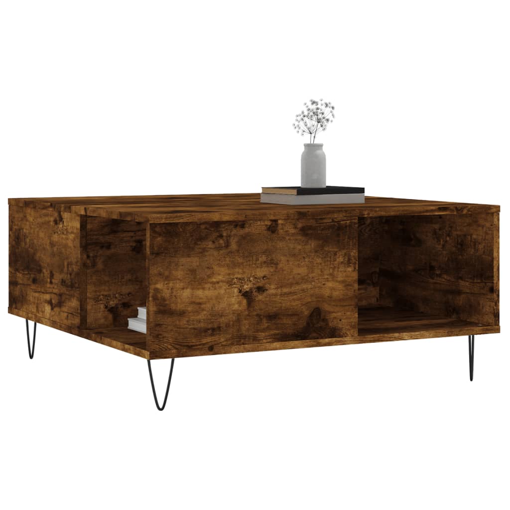 Tavolino da Salotto Rovere Fumo 80x80x36,5 cm Legno Multistrato | homemem39