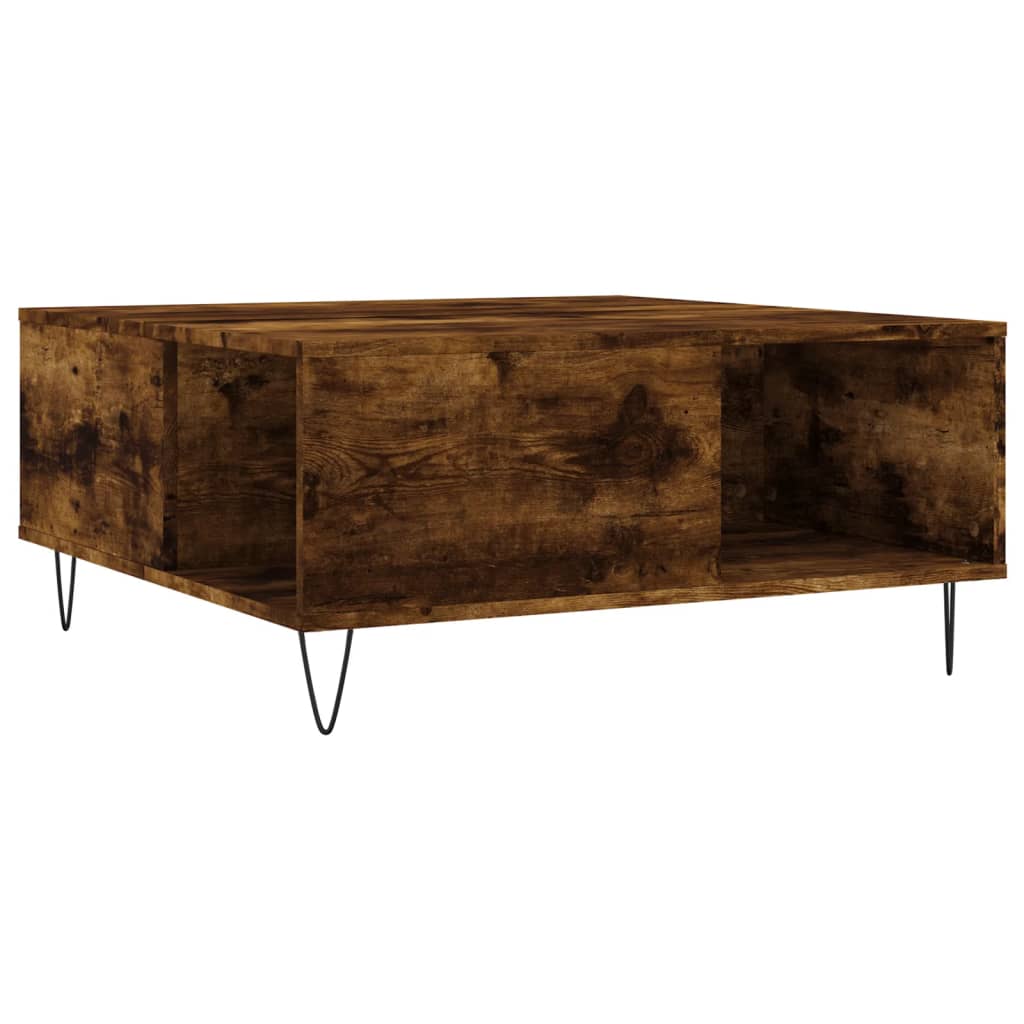 Tavolino da Salotto Rovere Fumo 80x80x36,5 cm Legno Multistrato | homemem39