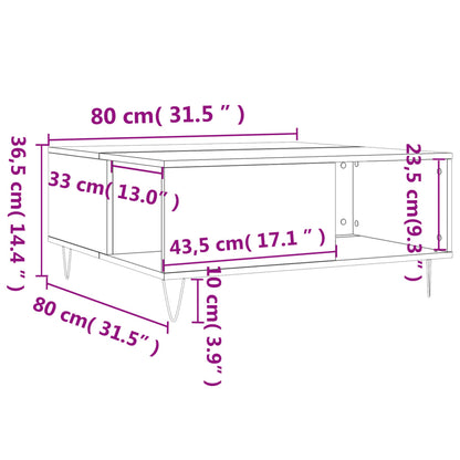 Tavolino da Salotto Rovere Fumo 80x80x36,5 cm Legno Multistrato