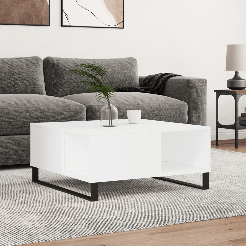 Tavolino da Salotto Bianco 80x80x36,5 cm in Legno Multistrato | homemem39