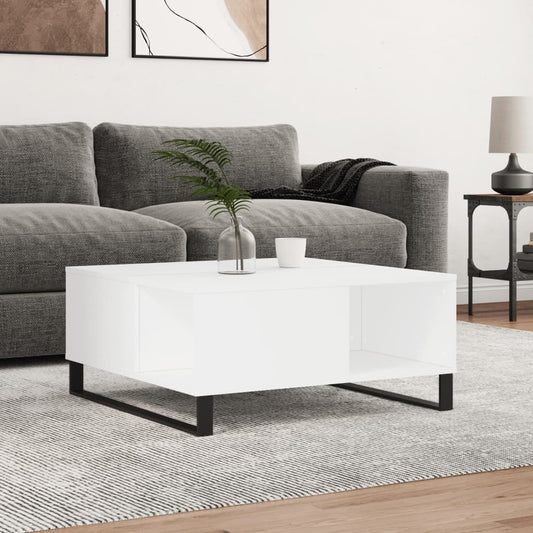 Tavolino da Salotto Bianco 80x80x36,5 cm in Legno Multistrato | homemem39