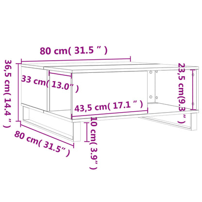 Tavolino Salotto Rovere Sonoma 80x80x36,5 cm Legno Multistrato | homemem39