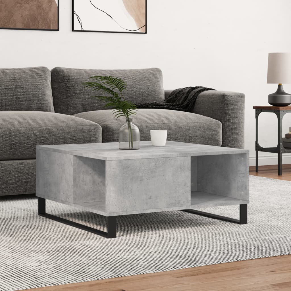 Tavolino Salotto Grigio Cemento 80x80x36,5 cm Legno Multistrato | homemem39