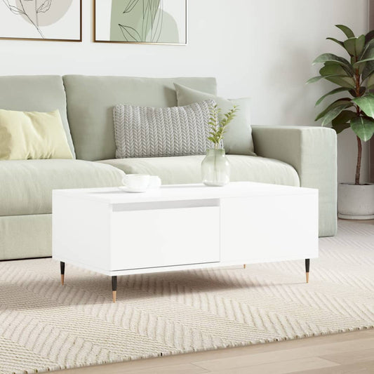 Tavolino da Salotto Bianco 90x50x36,5 cm in Legno Multistrato | homemem39