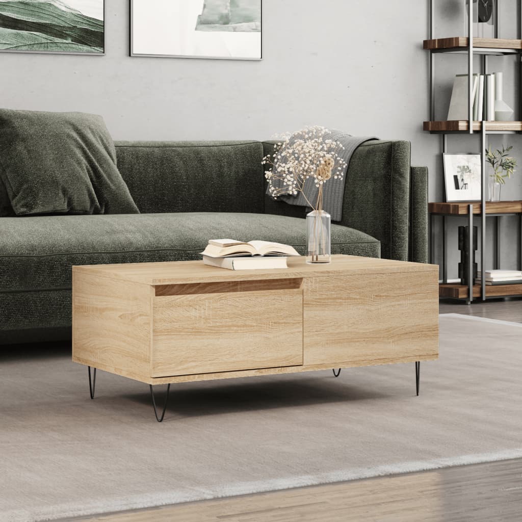 Tavolino Salotto Rovere Sonoma 90x50x36,5 cm Legno Multistrato | homemem39