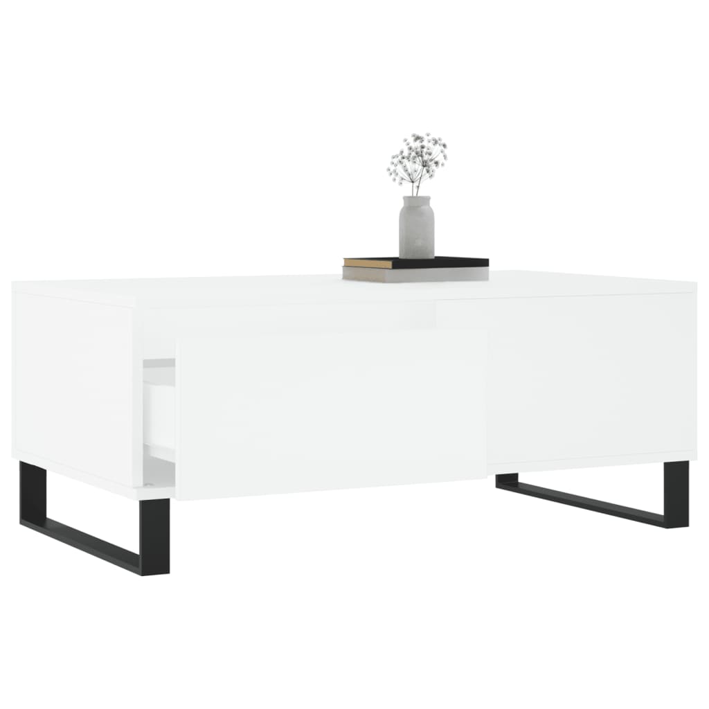 Tavolino da Salotto Bianco 90x50x36,5 cm in Legno Multistrato | homemem39