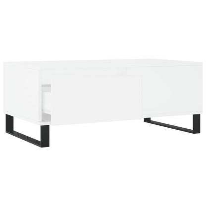 Tavolino da Salotto Bianco 90x50x36,5 cm in Legno Multistrato | homemem39
