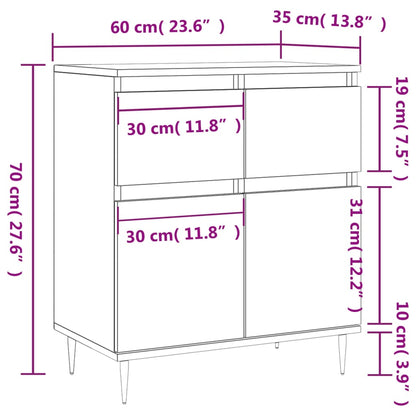 Credenza Grigio Sonoma 60x35x70 cm in Legno Multistrato