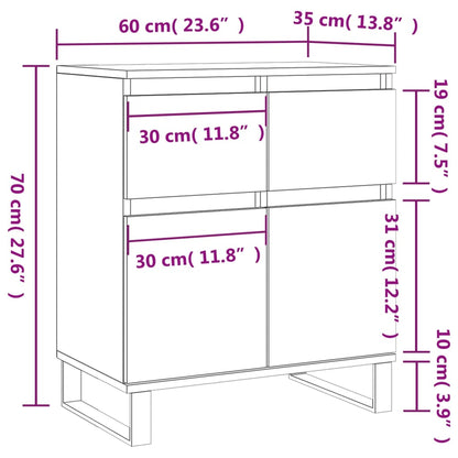 Credenza Grigio Cemento 60x35x70 cm in Legno Multistrato