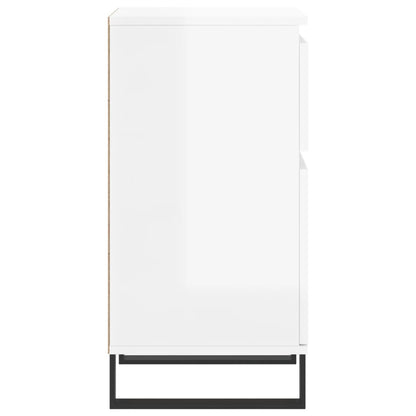 Credenze 2 pz Bianco Lucido 40x35x70 cm in Legno Multistrato