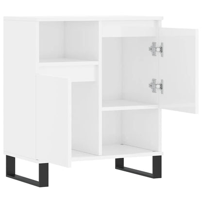 Credenza Bianco Lucido 60x35x70 cm in Legno Multistrato - homemem39