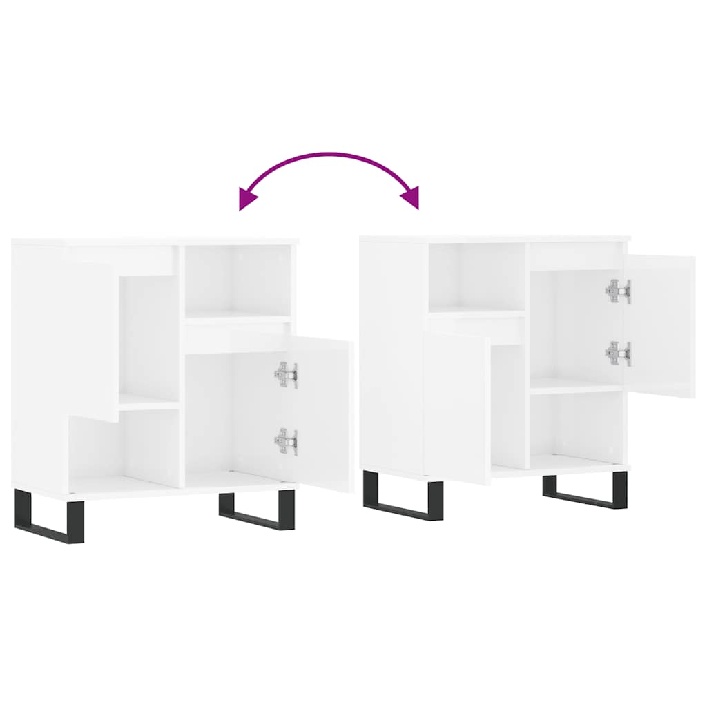Credenza Bianco Lucido 60x35x70 cm in Legno Multistrato - homemem39