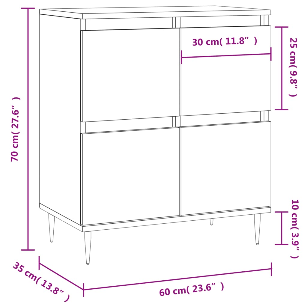 Brown Oak Sideboard 60x35x70 cm in Multilayer Wood