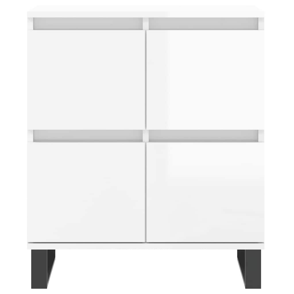Credenza Bianco Lucido 60x35x70 cm in Legno Multistrato