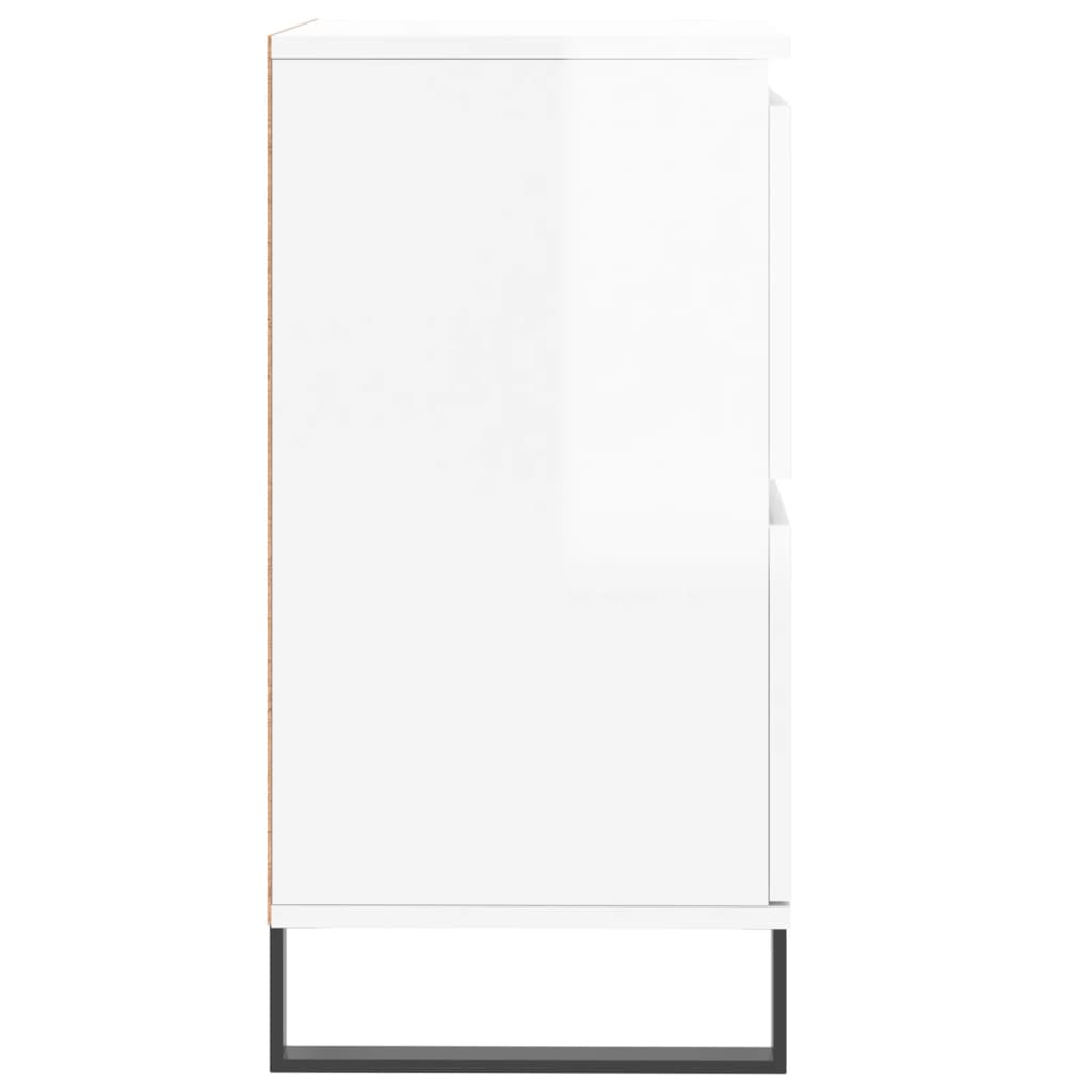 Credenza Bianco Lucido 60x35x70 cm in Legno Multistrato