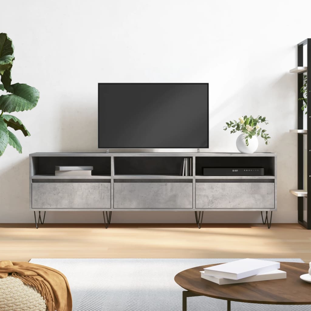 Mobile TV Grigio Cemento 150x30x44,5 cm Legno Multistrato - homemem39