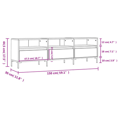 Mobile Porta TV Bianco 150x30x44,5 cm in Legno Multistrato