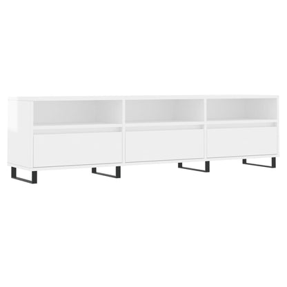 Mobile Porta TV Bianco Lucido 150x30x44,5 cm Legno Multistrato - homemem39