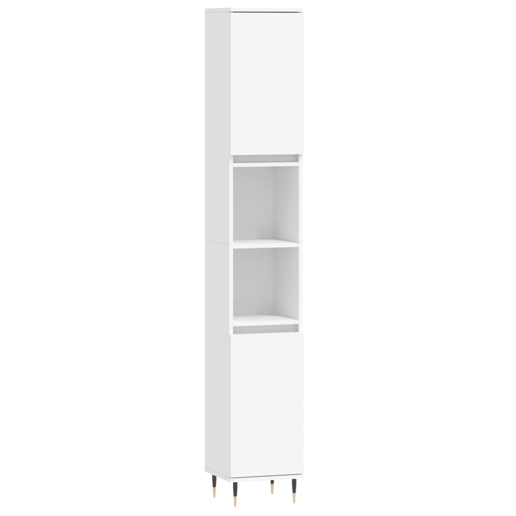 Armadietto da Bagno Bianco 30x30x190 cm in Legno Multistrato | homemem39
