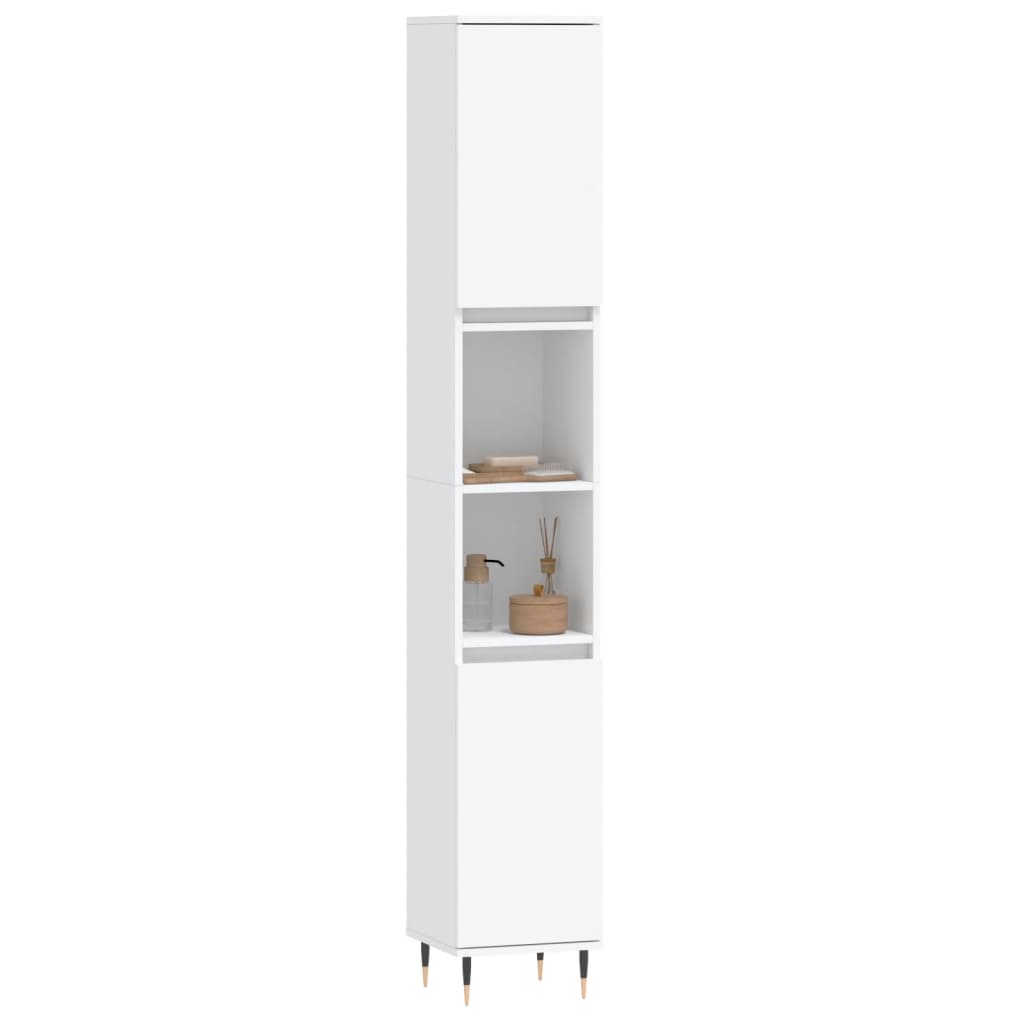 Armadietto da Bagno Bianco 30x30x190 cm in Legno Multistrato | homemem39