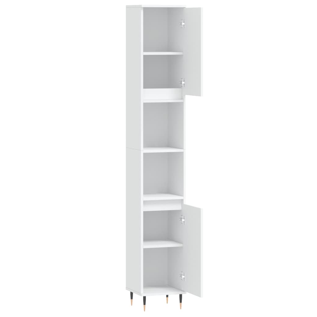 Armadietto da Bagno Bianco 30x30x190 cm in Legno Multistrato | homemem39