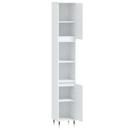 Armadietto da Bagno Bianco 30x30x190 cm in Legno Multistrato | homemem39