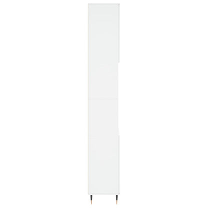 Armadietto da Bagno Bianco 30x30x190 cm in Legno Multistrato | homemem39