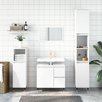 Armadietto da Bagno Bianco 30x30x190 cm in Legno Multistrato | homemem39