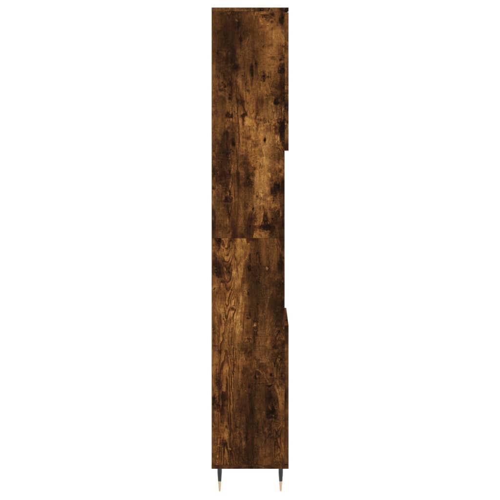 Armadietto Bagno Rovere Fumo 30x30x190 cm in Legno Multistrato