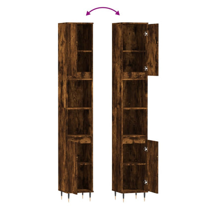 Armadietto Bagno Rovere Fumo 30x30x190 cm in Legno Multistrato