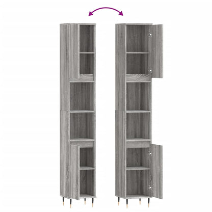 Armadietto Bagno Grigio Sonoma 30x30x190cm in Legno Multistrato | homemem39