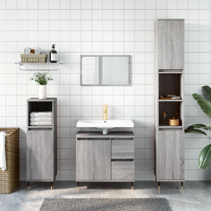 Armadietto Bagno Grigio Sonoma 30x30x190cm in Legno Multistrato | homemem39