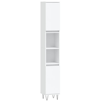 Armadietto da Bagno Bianco 30x30x190 cm in Legno Multistrato | homemem39