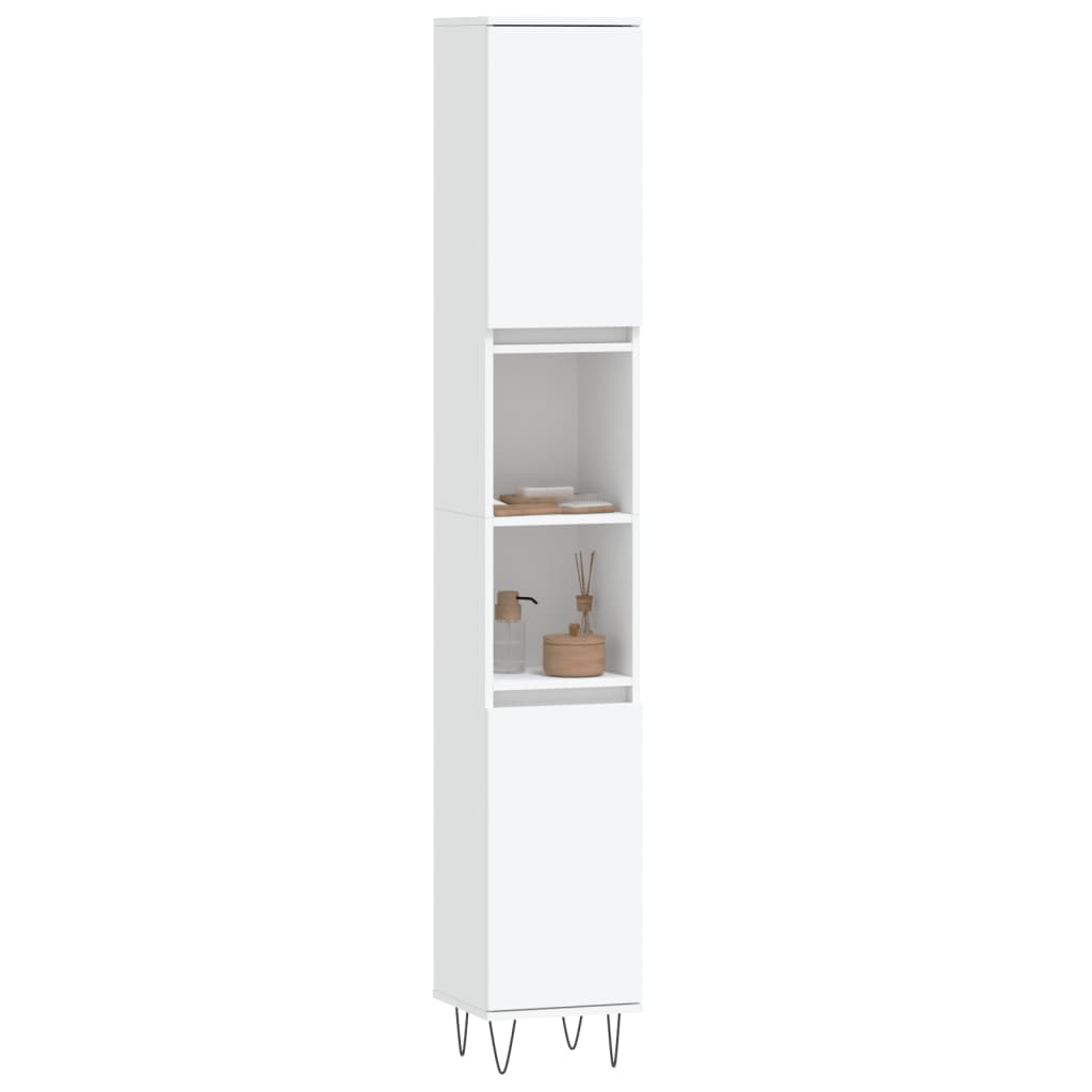 Armadietto da Bagno Bianco 30x30x190 cm in Legno Multistrato | homemem39