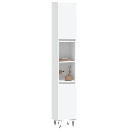 Armadietto da Bagno Bianco 30x30x190 cm in Legno Multistrato | homemem39