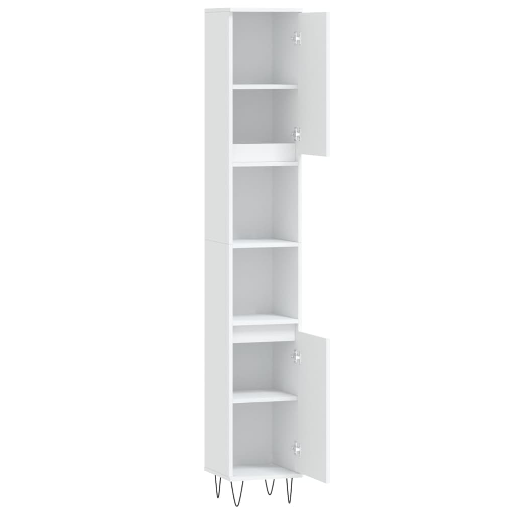 Armadietto da Bagno Bianco 30x30x190 cm in Legno Multistrato | homemem39
