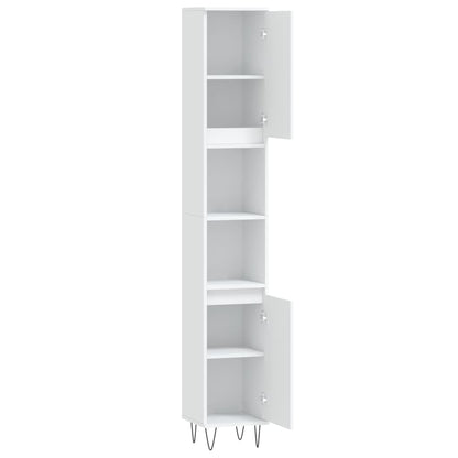 Armadietto da Bagno Bianco 30x30x190 cm in Legno Multistrato | homemem39