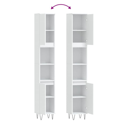 Armadietto da Bagno Bianco 30x30x190 cm in Legno Multistrato | homemem39