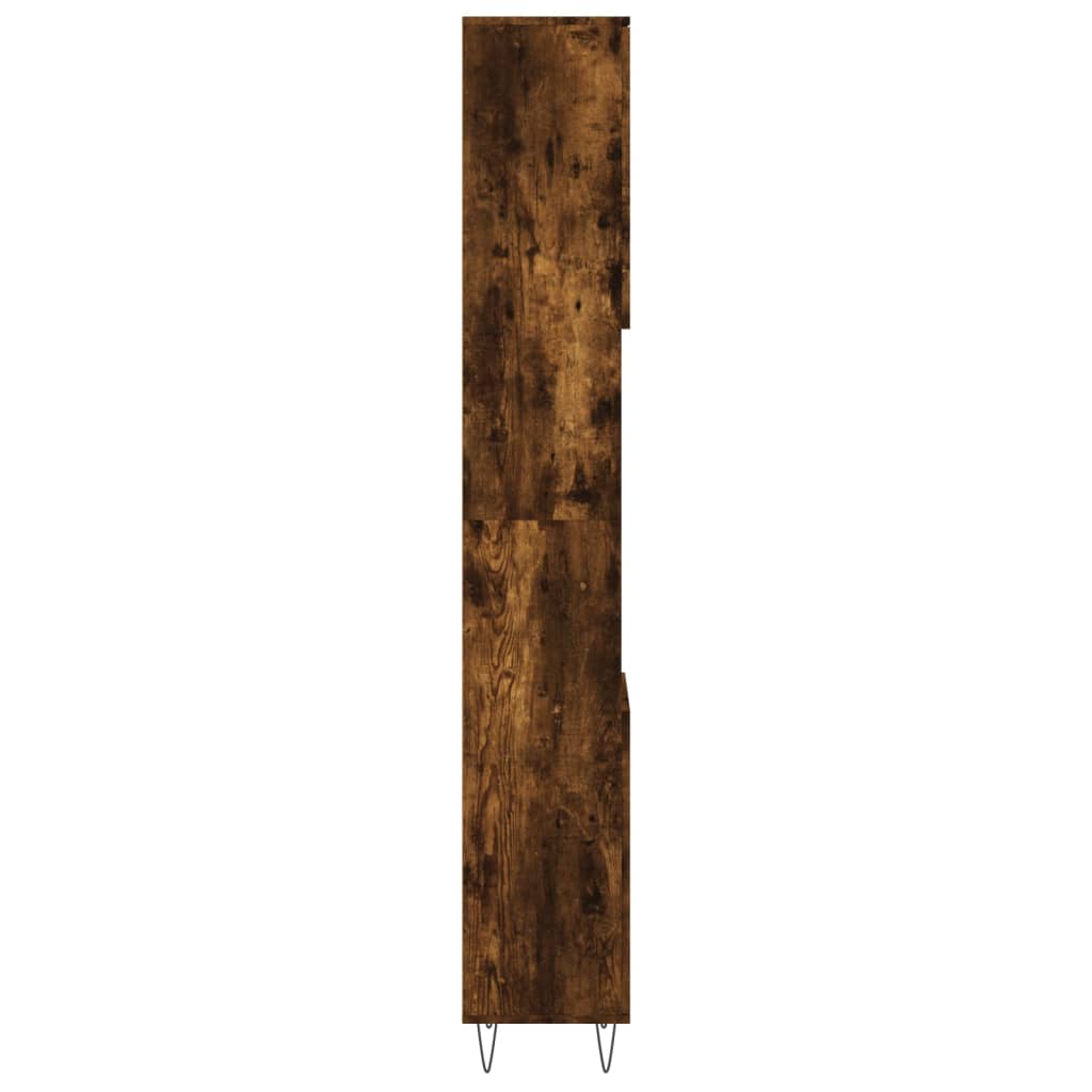Armadietto Bagno Rovere Fumo 30x30x190 cm in Legno Multistrato