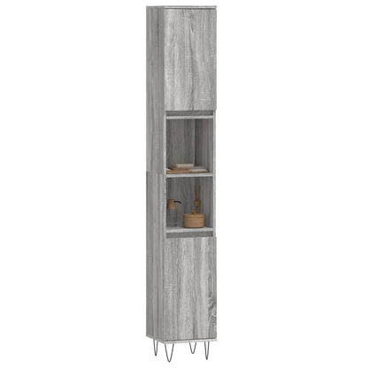 Armadietto Bagno Grigio Sonoma 30x30x190cm in Legno Multistrato