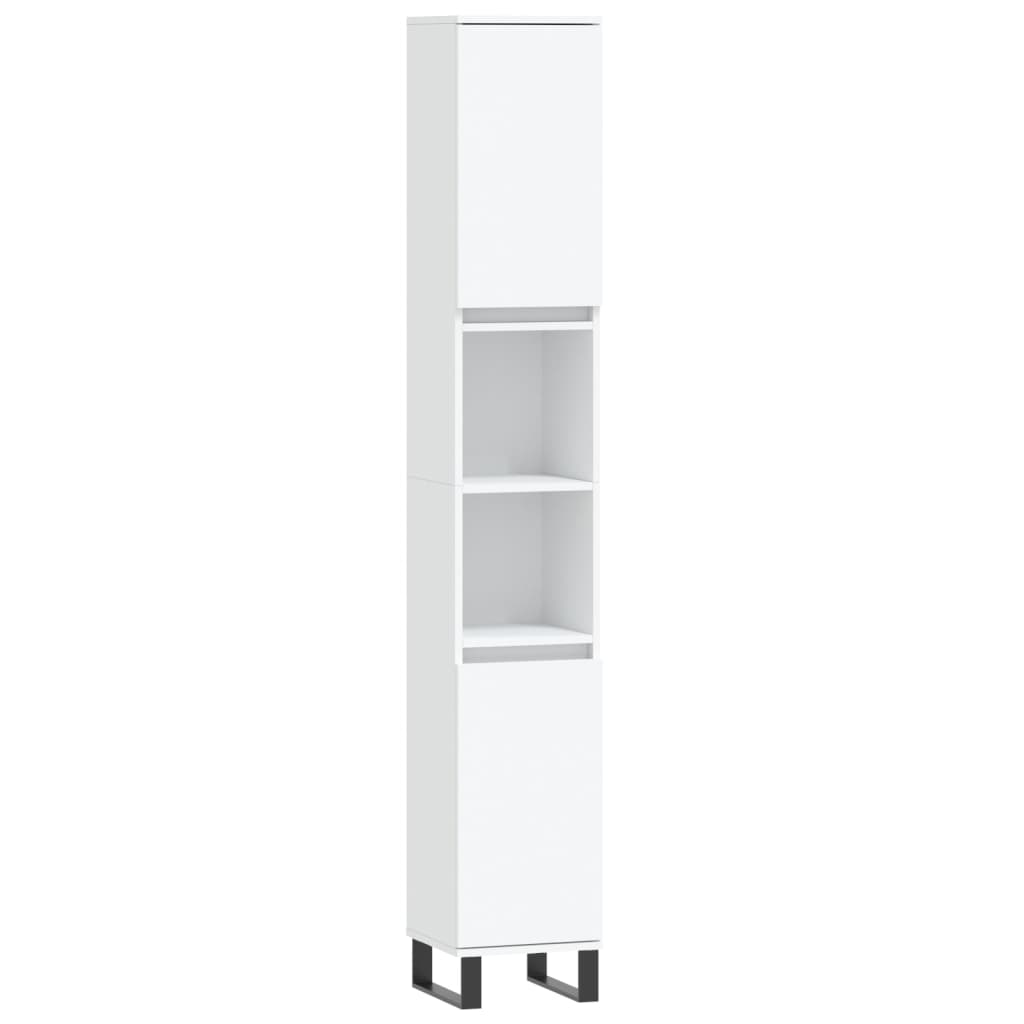 Armadietto da Bagno Bianco 30x30x190 cm in Legno Multistrato | homemem39