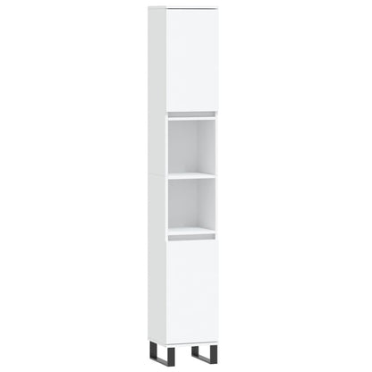 Armadietto da Bagno Bianco 30x30x190 cm in Legno Multistrato | homemem39