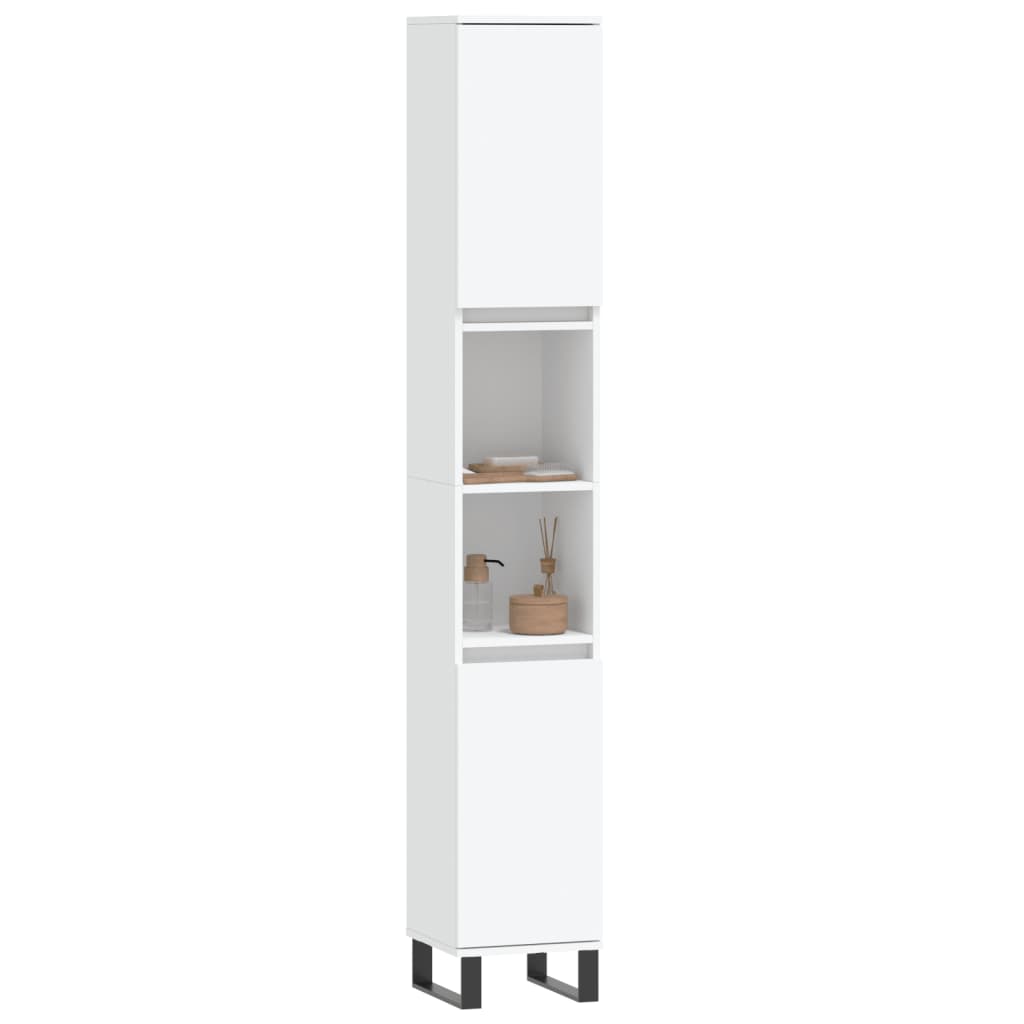 Armadietto da Bagno Bianco 30x30x190 cm in Legno Multistrato | homemem39