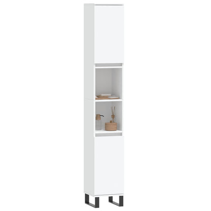 Armadietto da Bagno Bianco 30x30x190 cm in Legno Multistrato | homemem39