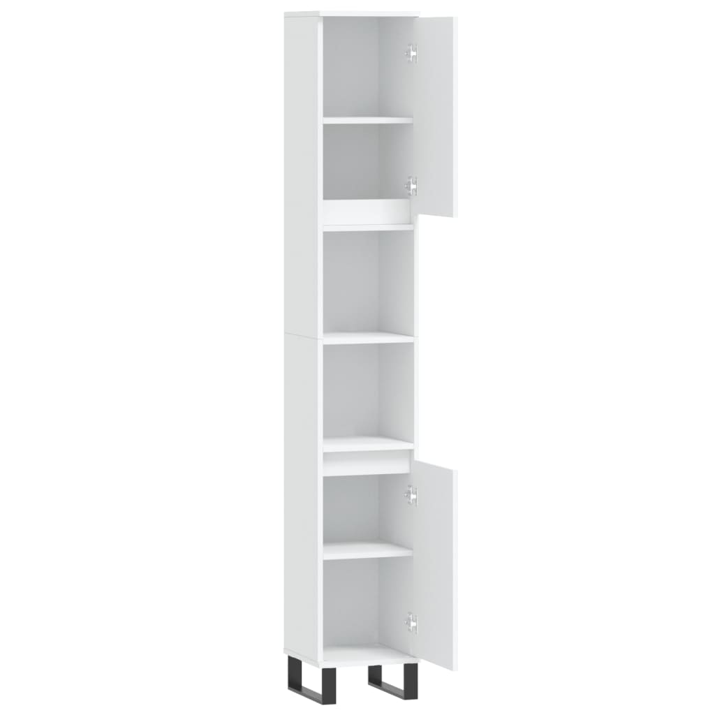 Armadietto da Bagno Bianco 30x30x190 cm in Legno Multistrato | homemem39