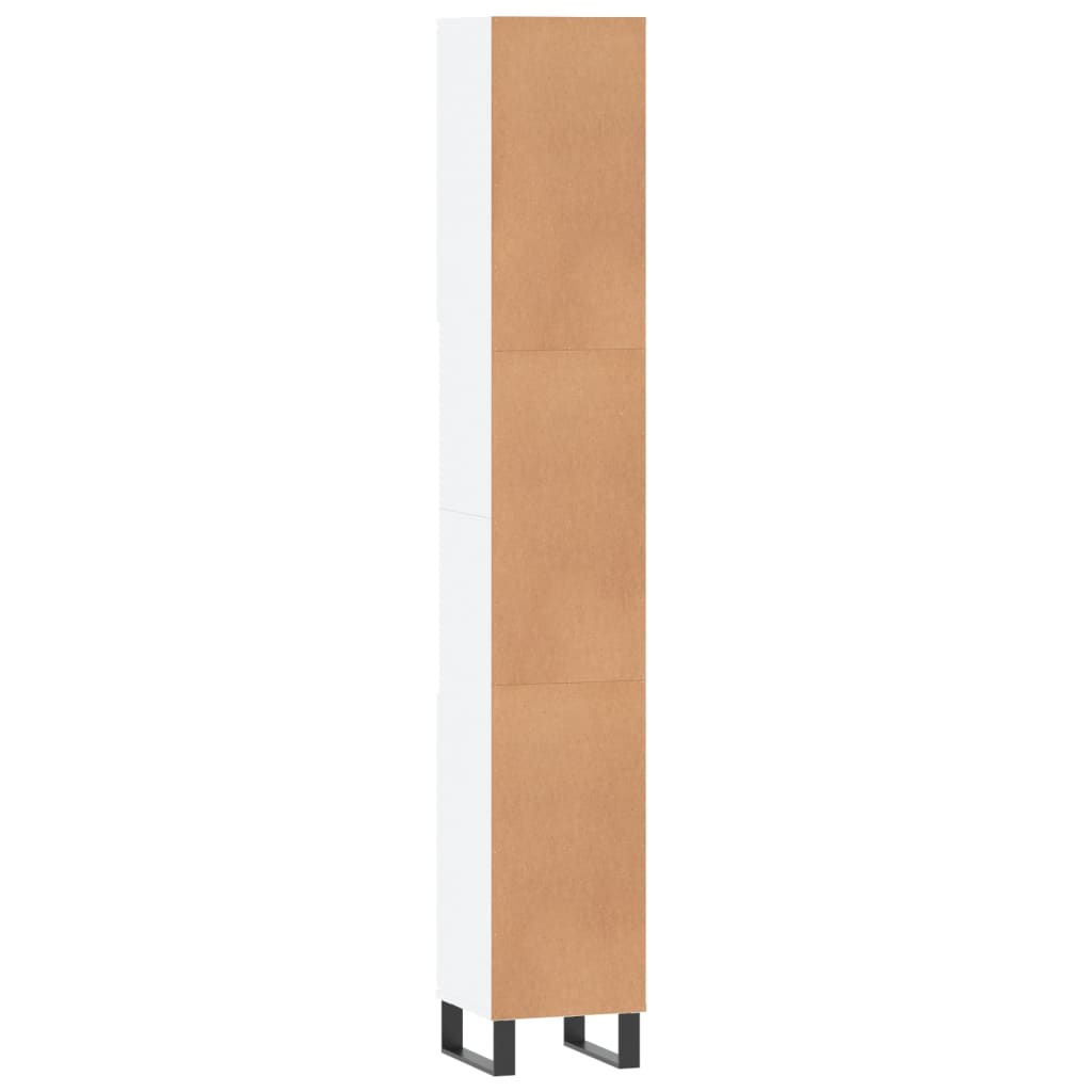 Armadietto da Bagno Bianco 30x30x190 cm in Legno Multistrato | homemem39